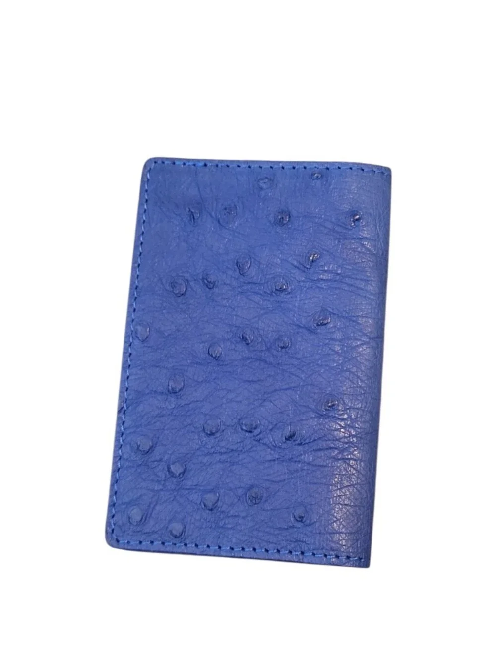Borlino Italy Royal Blue Ostrich-Texture Leather Card Holder